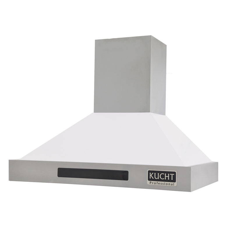 Kucht Stainless Steel Wall Range Hood, White, 28.75" H x 35.5" W x 22" D