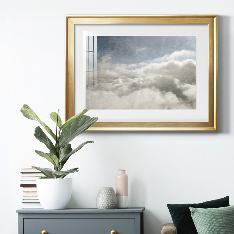 From Above I - Peinture encadrée, H 26,5 po x l 36,5 po x P 1 po, Or, Blanc