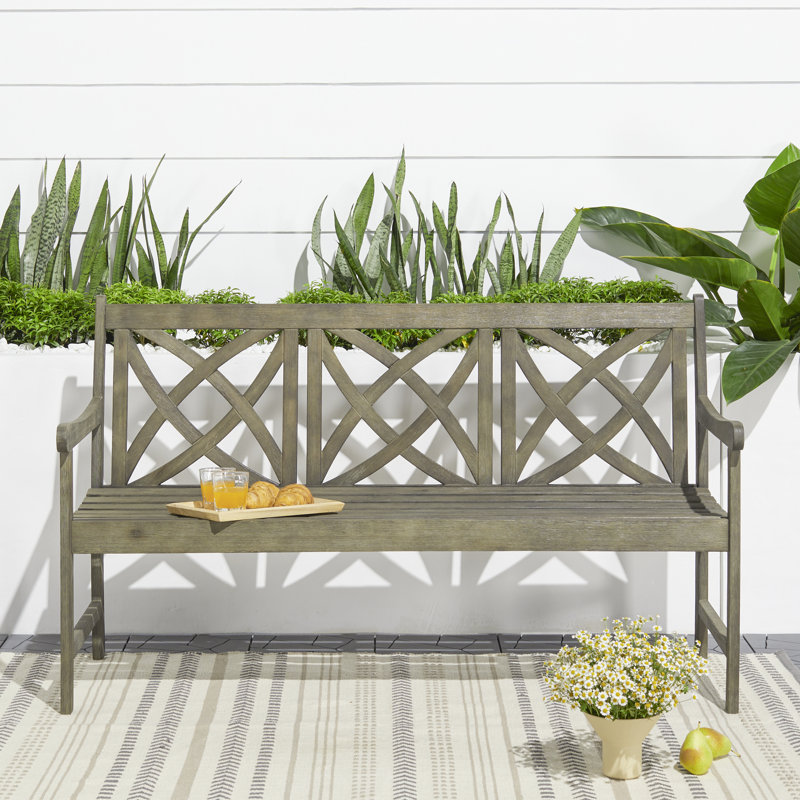 Banc d'extérieur en bois d'acacia Manchester, Gris