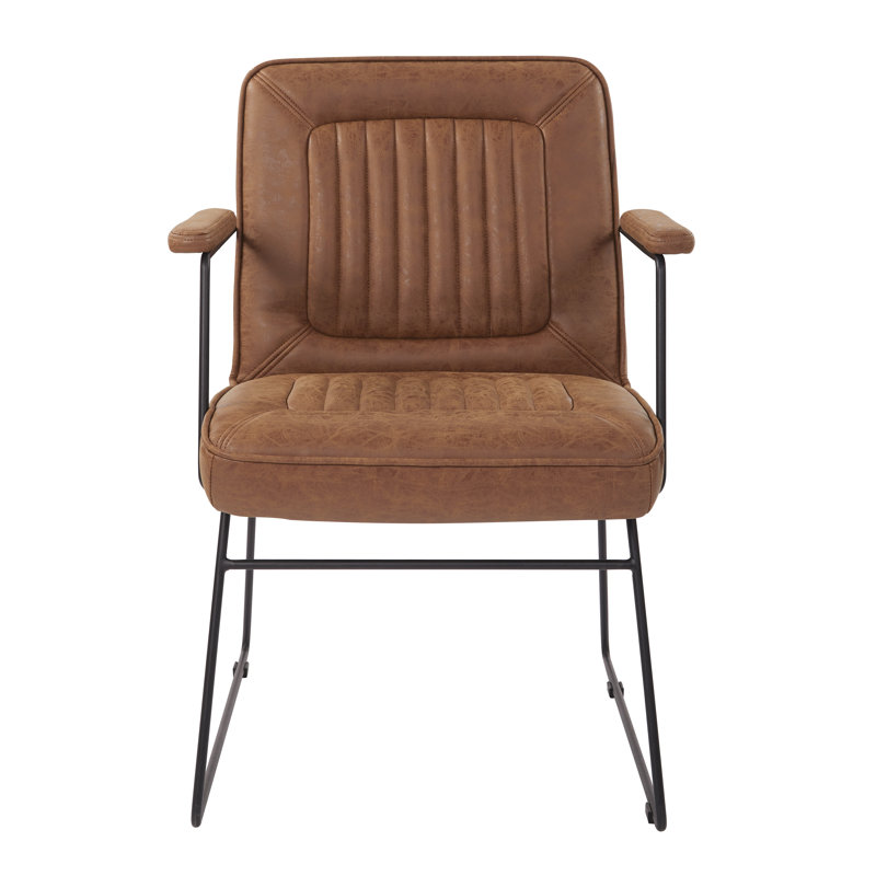 Fauteuil capitonné de 23,75 po Marrone, Similicuir sable