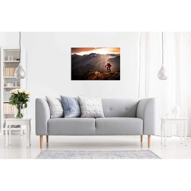 Mountain Bike Sunset - Wrapped Canvas Print, 51cm H x 76cm W