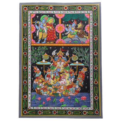 The Romantic Aspect Of Krishnaleela | Watercolor Painting On Patti