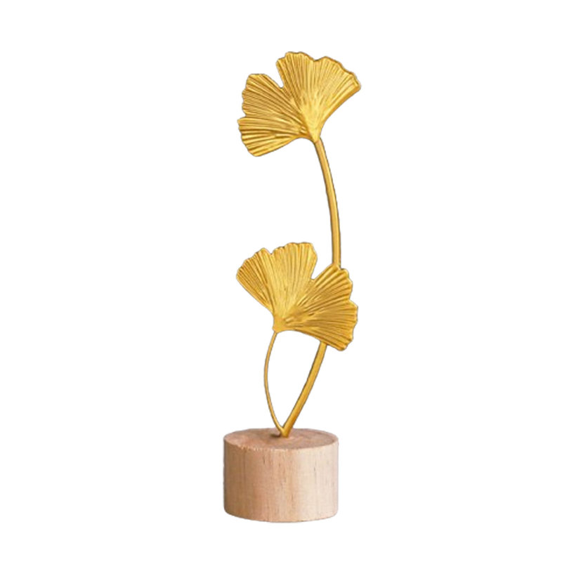 Statuette de feuille de ginkgo décorative moderne en fer, ornement de bureau pour table d'entrée, courte