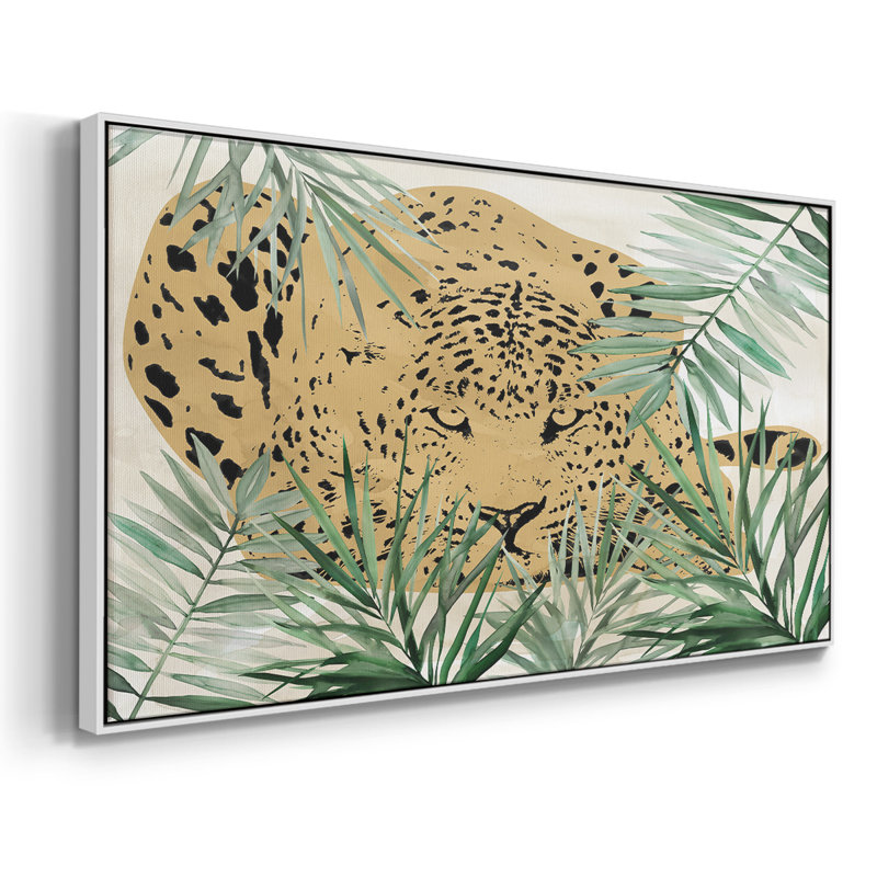 Palm Leopard II - galerie encadrée - prêt à être accroché, H 17 po x l 33 po, Blanc