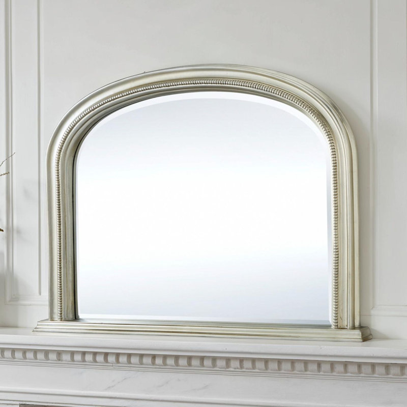 Burcham Arched Overmantle Wall Mounted Accent Mirror, Silver