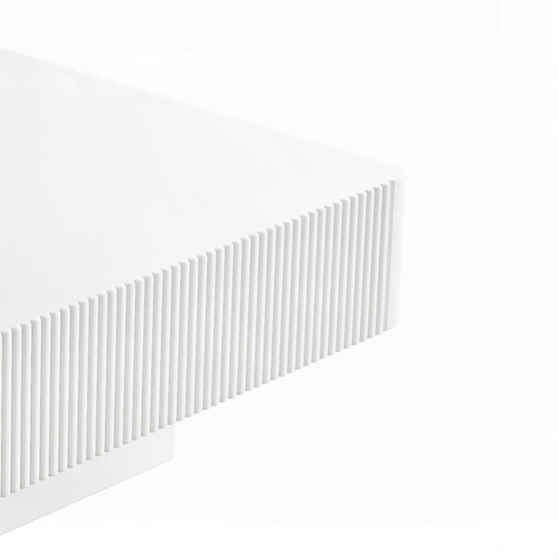 Table basse carrée à cannelures, Blanc