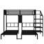 Lit superposé triple en métal avec bureau et tablettes, conception peu encombrante
