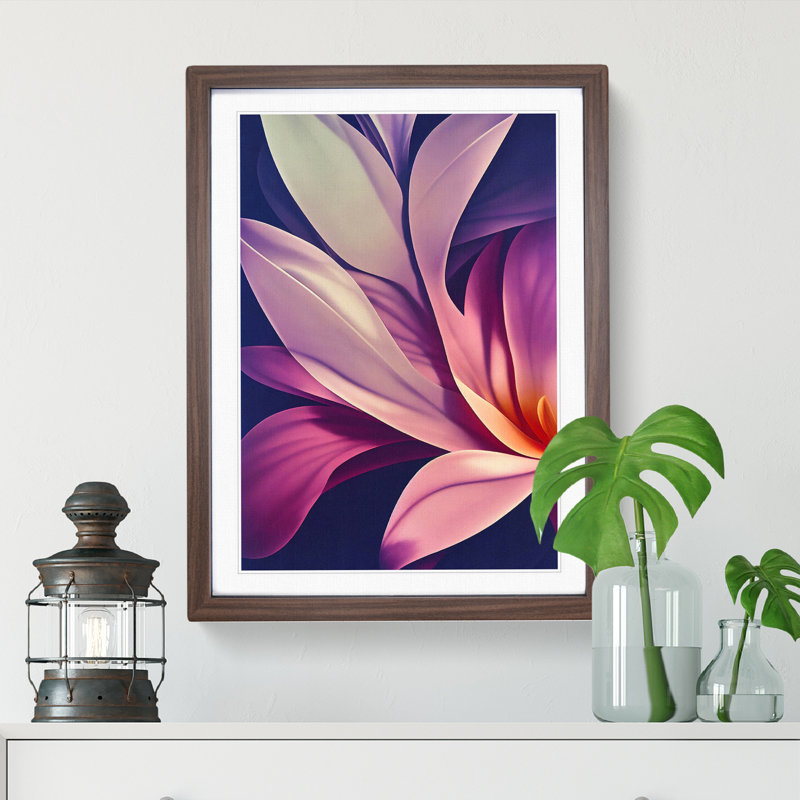 XV1022-291X Abstract Flower No.5 - Single Picture Frame Print, 64cm H x 46cm W x 2cm D, Walnut