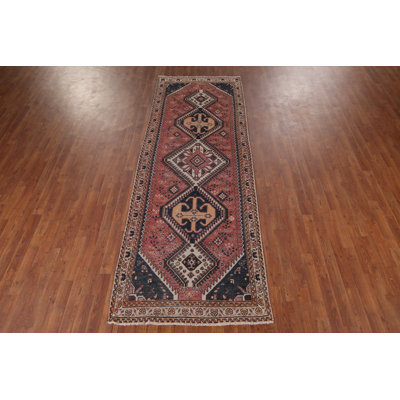 Distressed Wool Tribal   Runner Rug 4x10