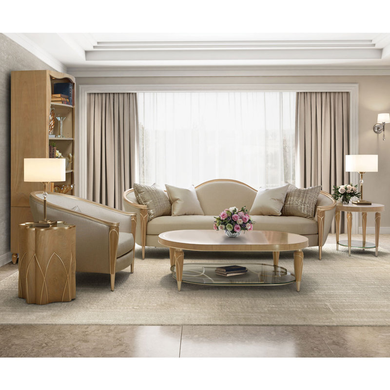 Villa Cherie End Table, Chrome/Hazelnut