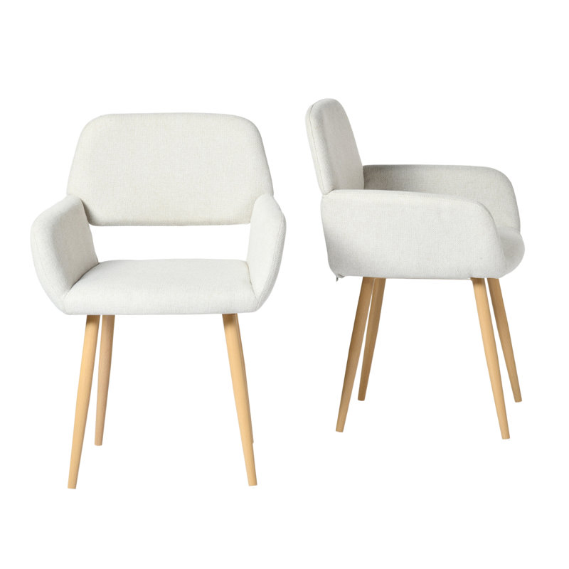 Huburt Dining Chairs With Armrest Side Chairs For Living Room Kitchen Dining Room, Beige/Oak