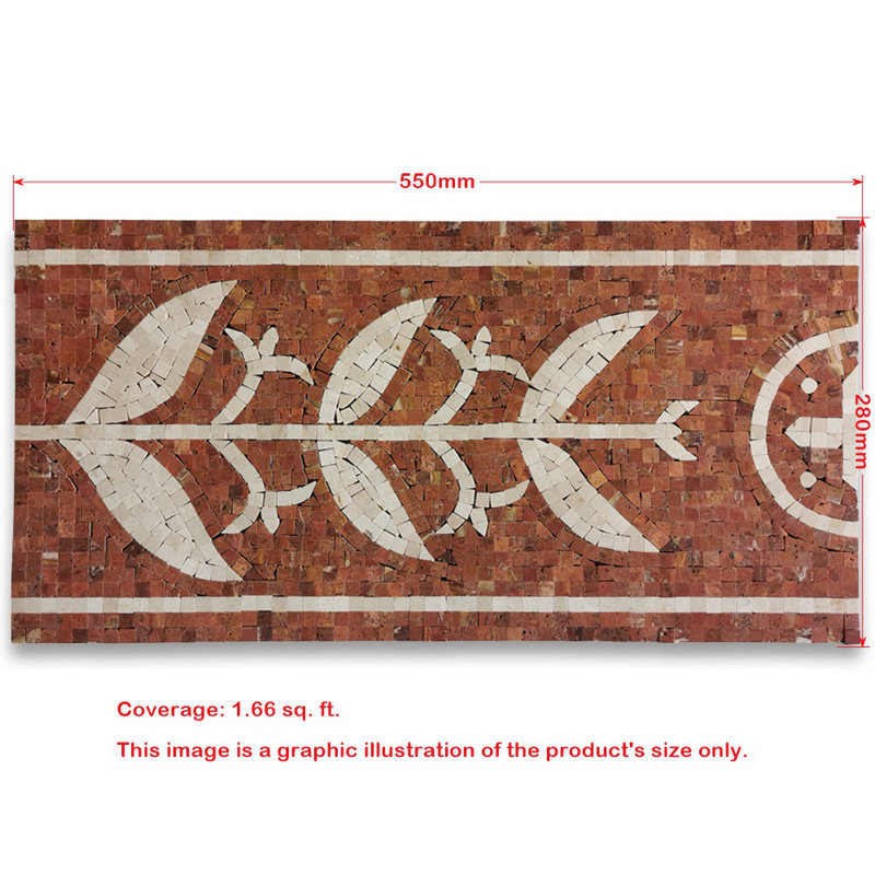 Carnelian 11" x 21.7" Marble Mosaic Wall & Floor Tile