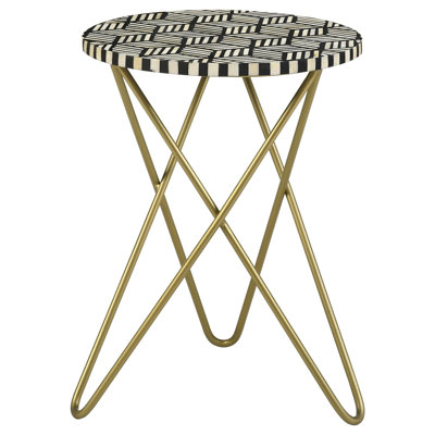 Black White And Gold Top Accent Table