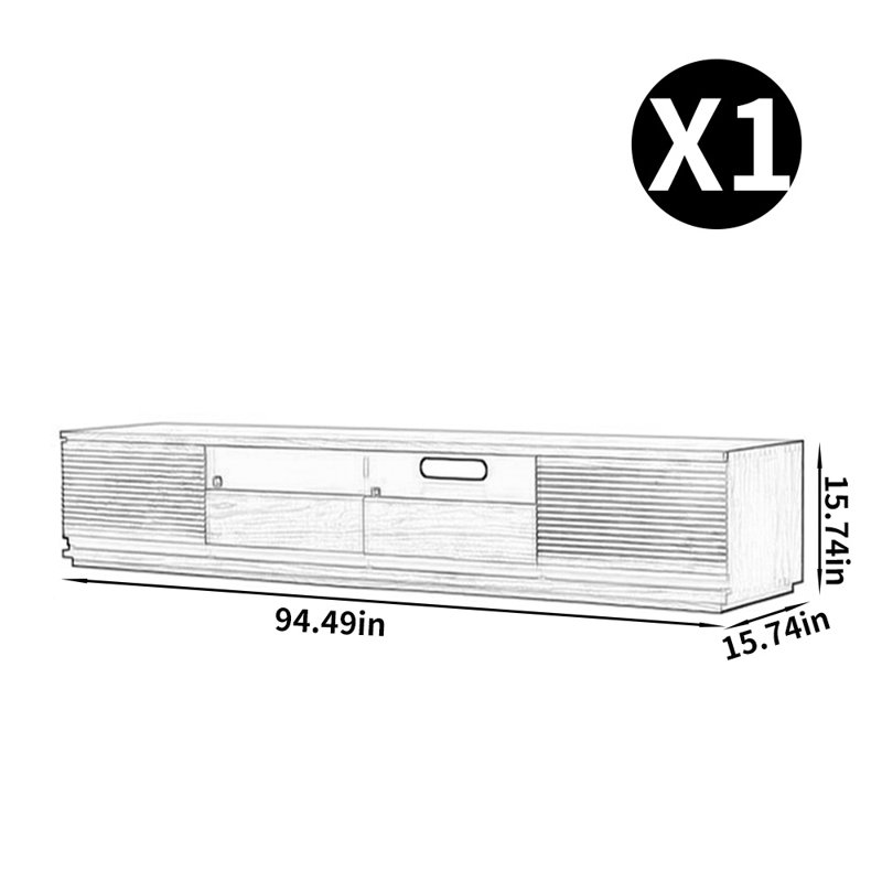 Crédence de rangement l 62,99 po American Style Minimalist, 15.74"H x 94.49"W x 15.74"W