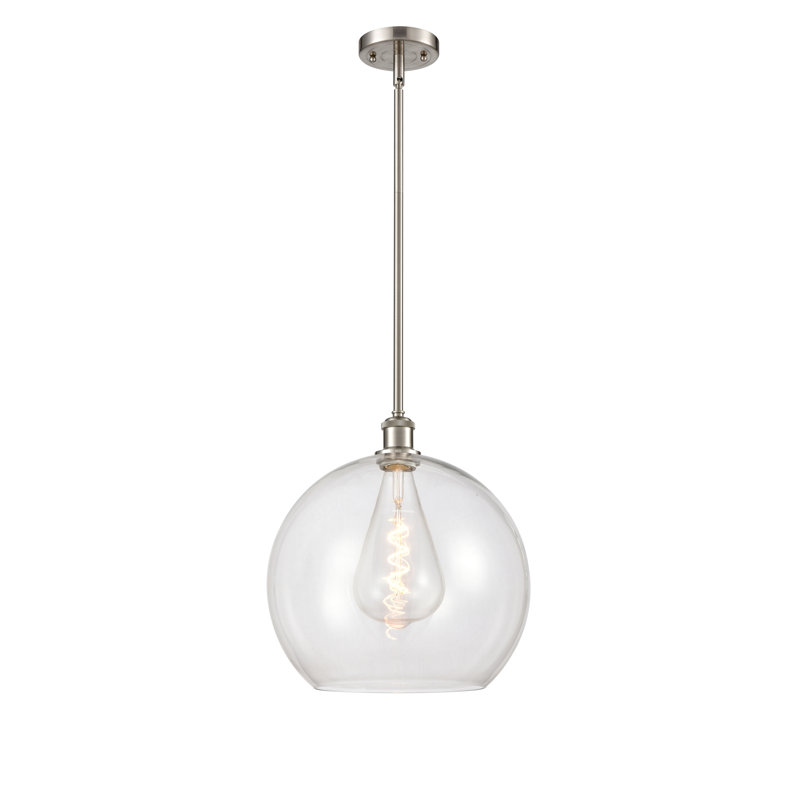 Cindi 1 - Light Single Pendant, 16.38" H x 13.75" W x 13.75" D, Clear, Brushed Satin Nickel