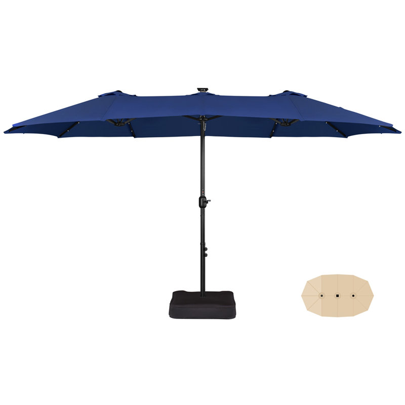  Parasol de marché rectangulaire éclairé rectangulaire de 36 pi avec 36 lumières Harworth, bleu marine Harworth, Marine