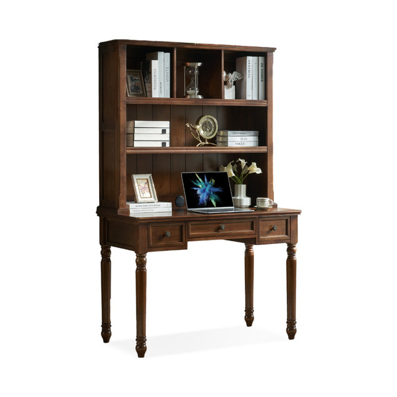 Bureau rectangulaire en bois massif brun noisette, H 30,71 po x l 47,24 po x P 23,62 po