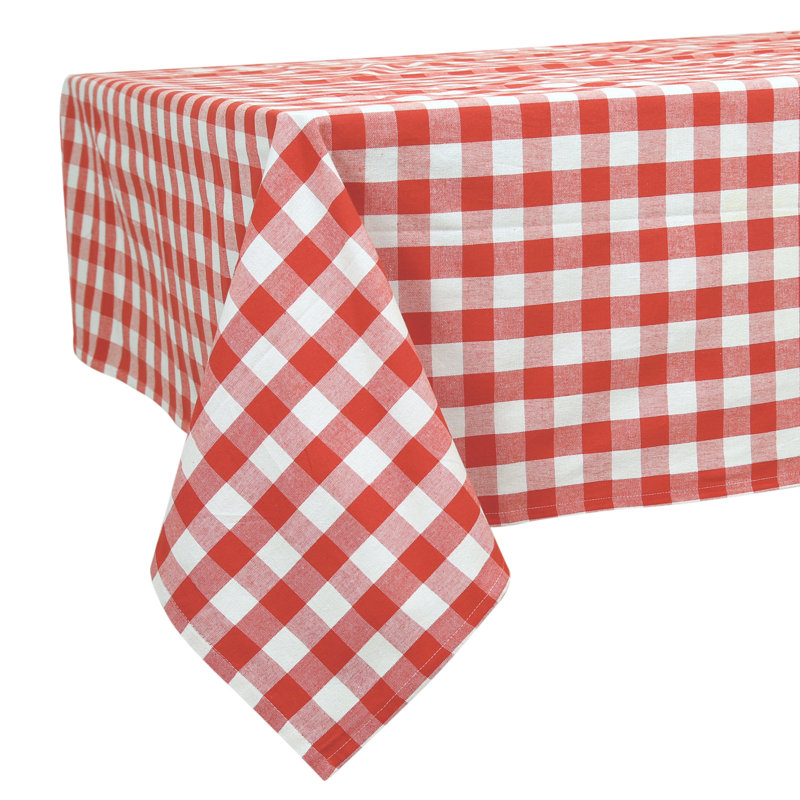 Knopp Plaid 100% Cotton Tablecloth, Red, 90" Lx 60" W
