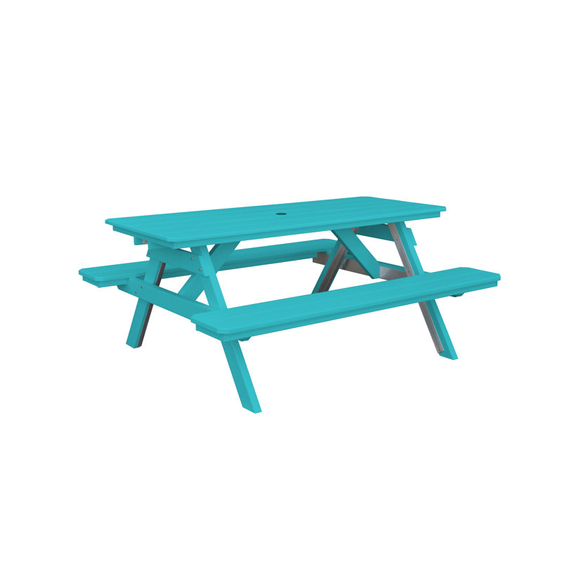 Table de pique-nique rectangulaire, Bleu Aruba, L 70 po x L 60 po