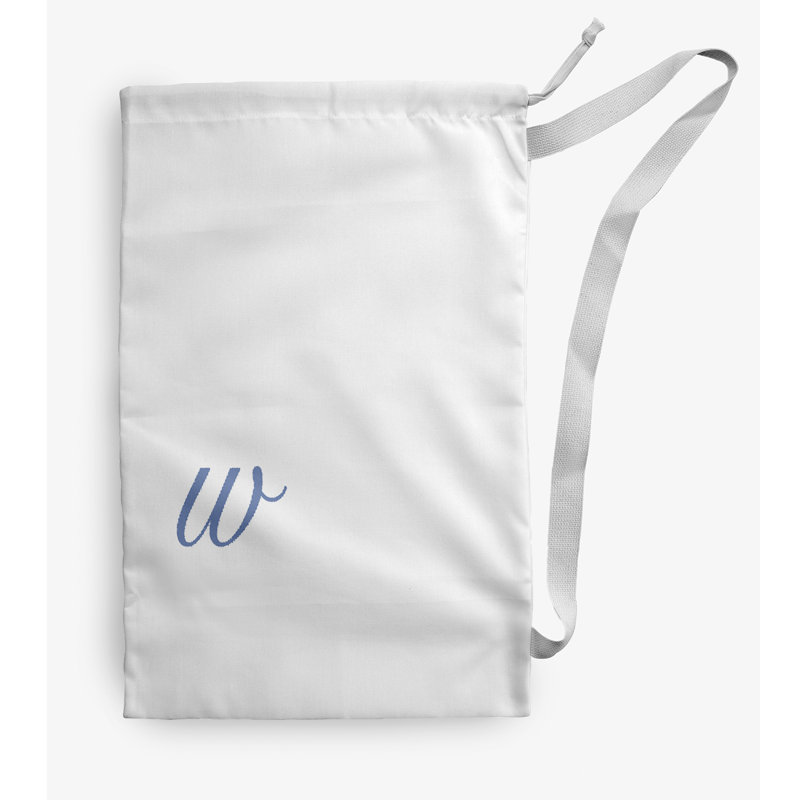 Sac à linge Monogram, Petit (H 29 po x l 18 po), Blanc / Bleu