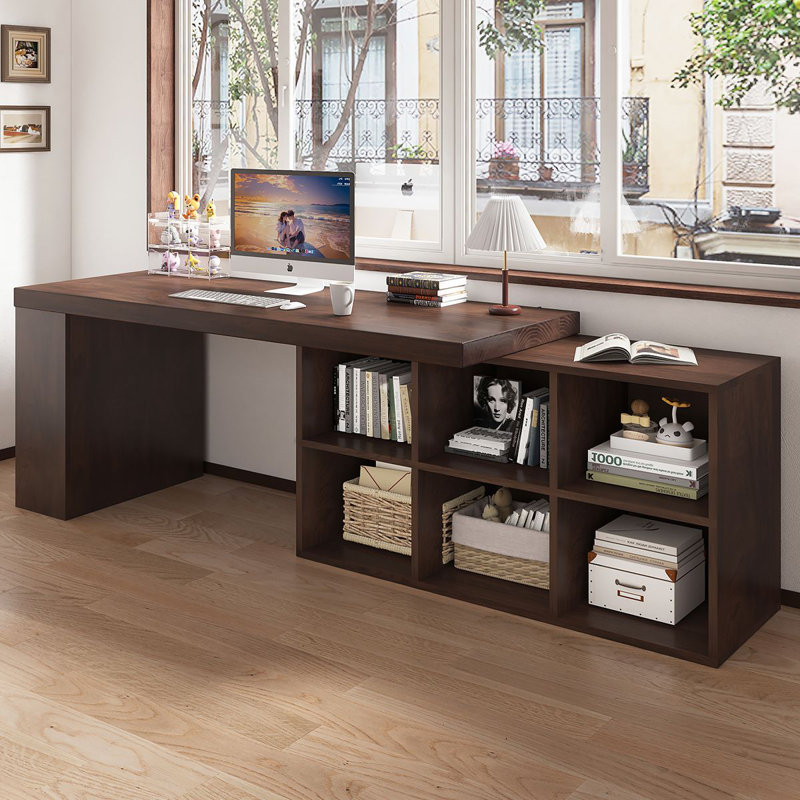 Bureau d'écriture en L en bois massif noisette, bureau, H 29,53 po x l 62,99 po x P 47,24 po