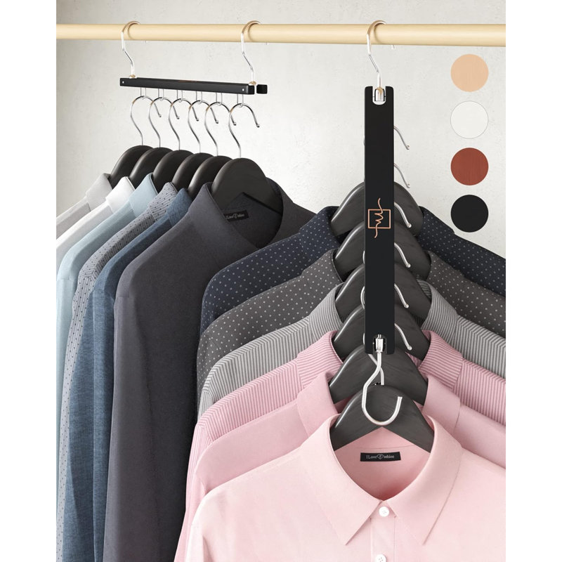 Solid Wood Non-Slip Standard Hanger for Dress/Shirt/Sweater, Black