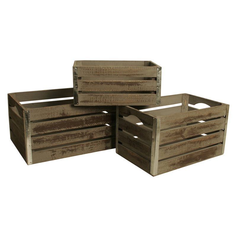 Ophelia & Co. Solid Wood Decorative Bin, Gray