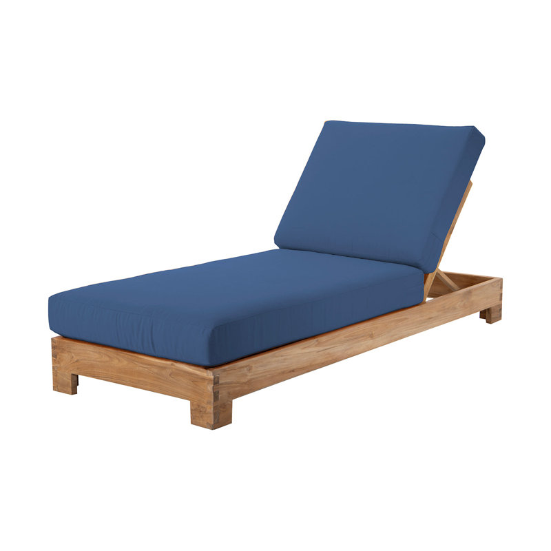 2 Pacific Teak Outdoor Chaise Loungers, Blue
