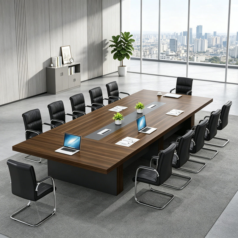 Table de conférence Searfoss, Brown, 29.53" H x 137.8" L x 59.06" D