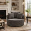 Fauteuil d'appoint pivotant surdimensionné avec revêtement moelleux et coussins décoratifs assortis pour un confort et un style ultimes-1040788828