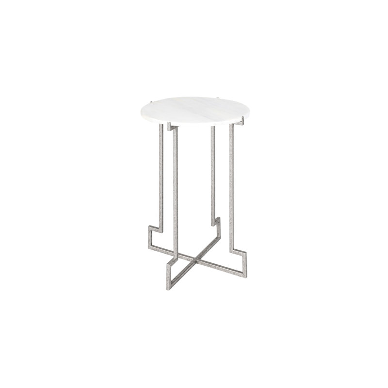 Salonika Cross Legs End Table, Royal Silver, 26" H x 19" W x 19" D