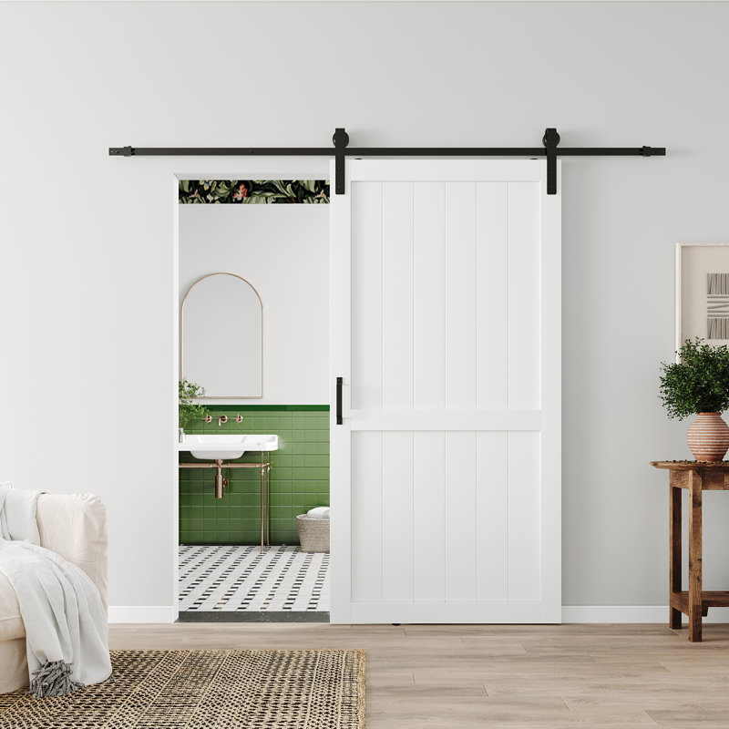 White 48" x 84" MDF Sliding Barn Door with PVC Surface