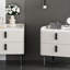 Ensemble de 2 tables de chevet, table de chevet avec 2 tiroirs et plateau de table en marbre, table d'appoint moderne pour la chambre à coucher, table de bout pour le salon, blanc-745337043