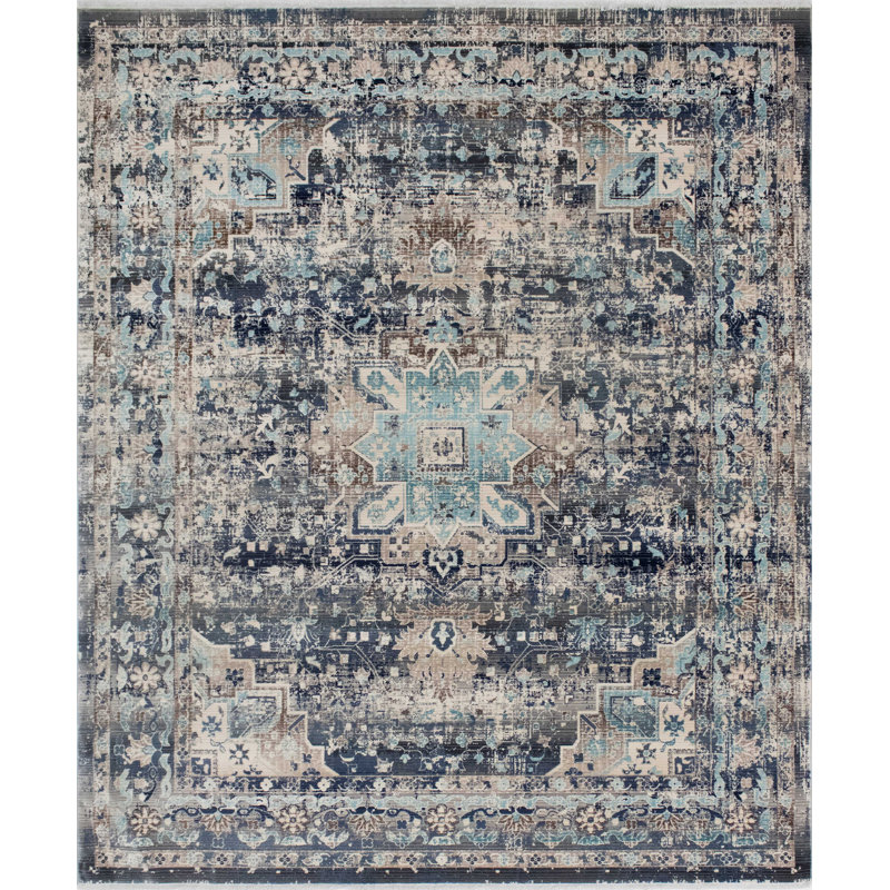 Blue Area Rug, Rectangle 5'3" x 7'10"