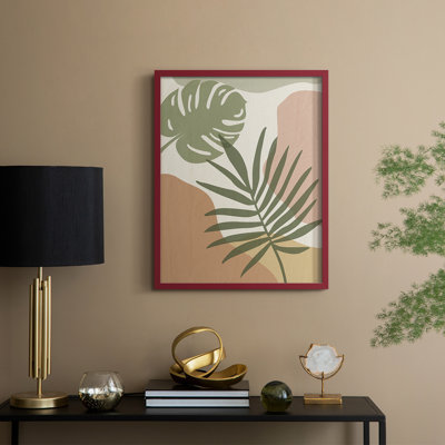 «Mid Century Palm I», reproduction encadrée - bois massif