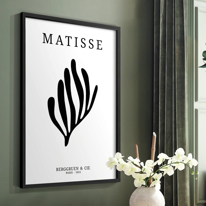 Matisse CDXIV, reproduction encadrée - bois massif, Cadre simple noir, H 20 po x l 16 po
