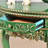 Emerald Green Gilded Carved Semicircular Solid Wood Vintage Console Table