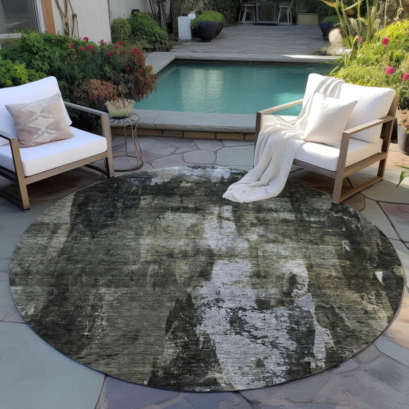 Tapis intérieur / extérieur gris Solayne , 8 pi x 8 pi