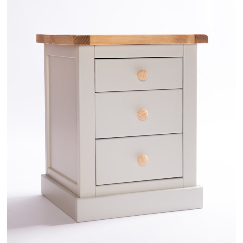 Christie 45cm W Solid + Manufactured Wood Bedside Table, Grey