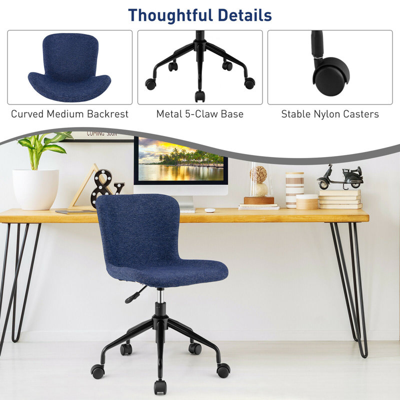 Jemy Linen Task Chair, Blue