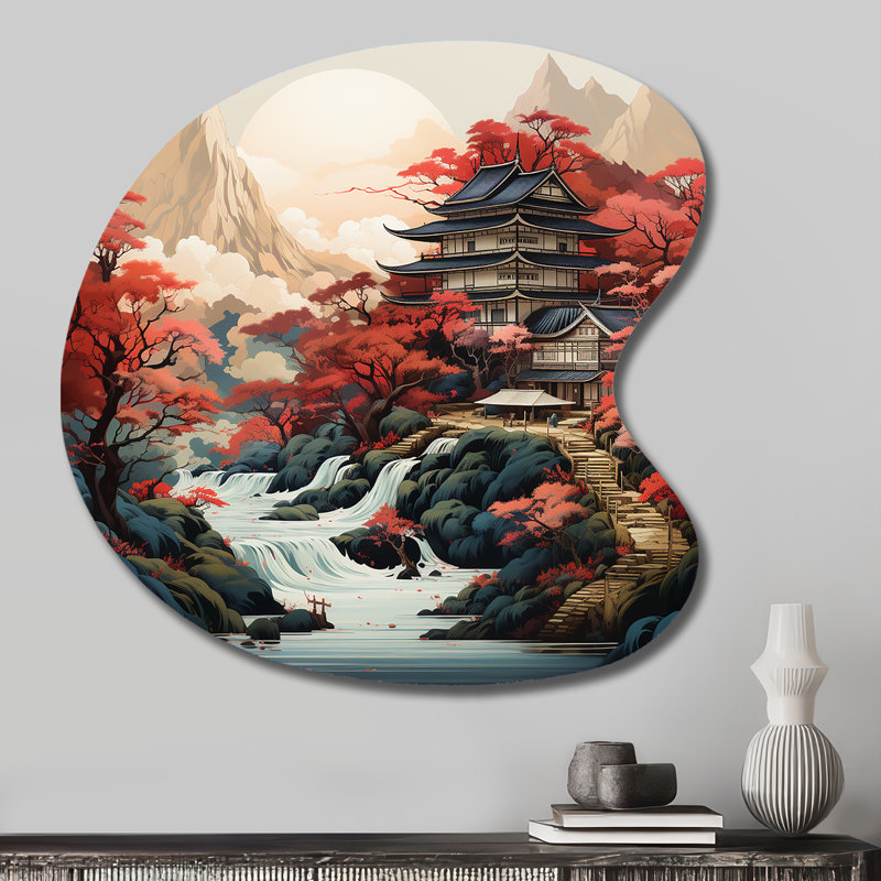 Estaugh - Art asiatique, décoration murale unique en métal, reproduction d'art asymétrique globale, H 27 po x l 27 po