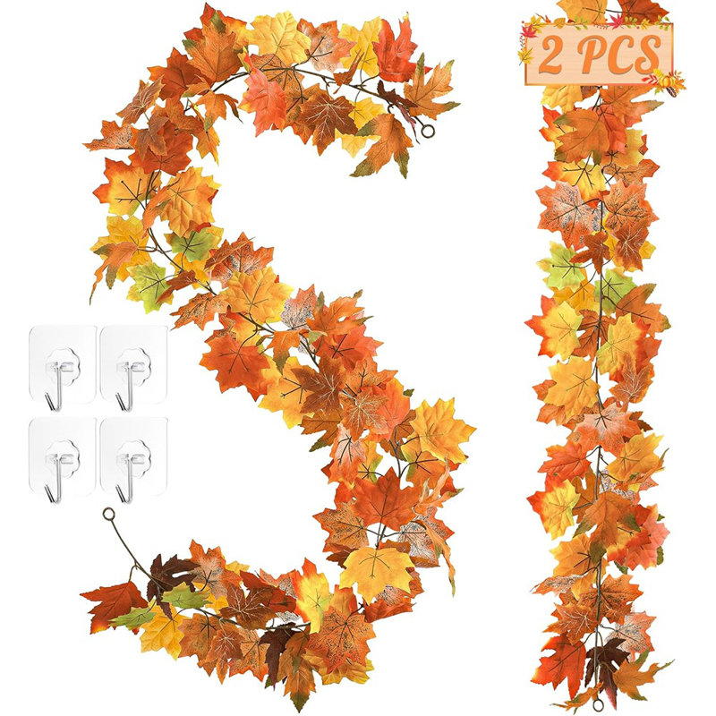 Décorations d'automne 11,8 pi, guirlande d'automne pour manteau, ensemble de 2 décorations d'automne pour la maison, décorations de l'Action de grâce pour l'intérieur