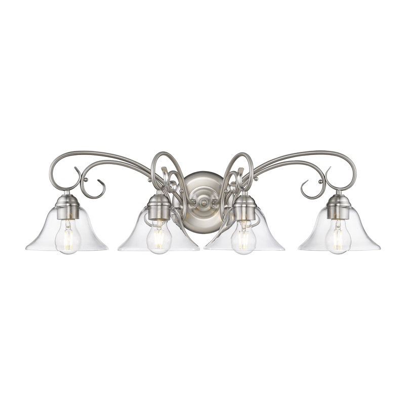 Éclairage pour meuble-lavabo à intensité variable Karcher, Étain, Verre transparent, Quatre lumières