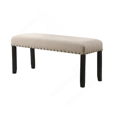 Fabric Dining Bench With Nailhead Trim, Tan