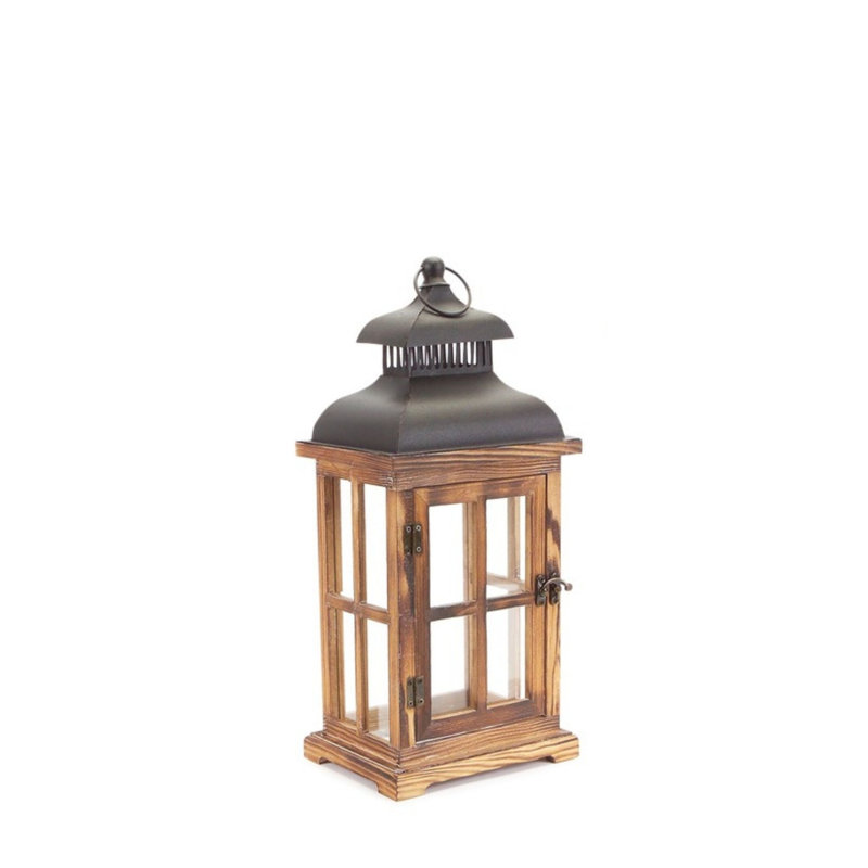 Ensemble de lanternes en bois 2 pièces, H 23,63 po x l 7,75 po x P 10,75 po