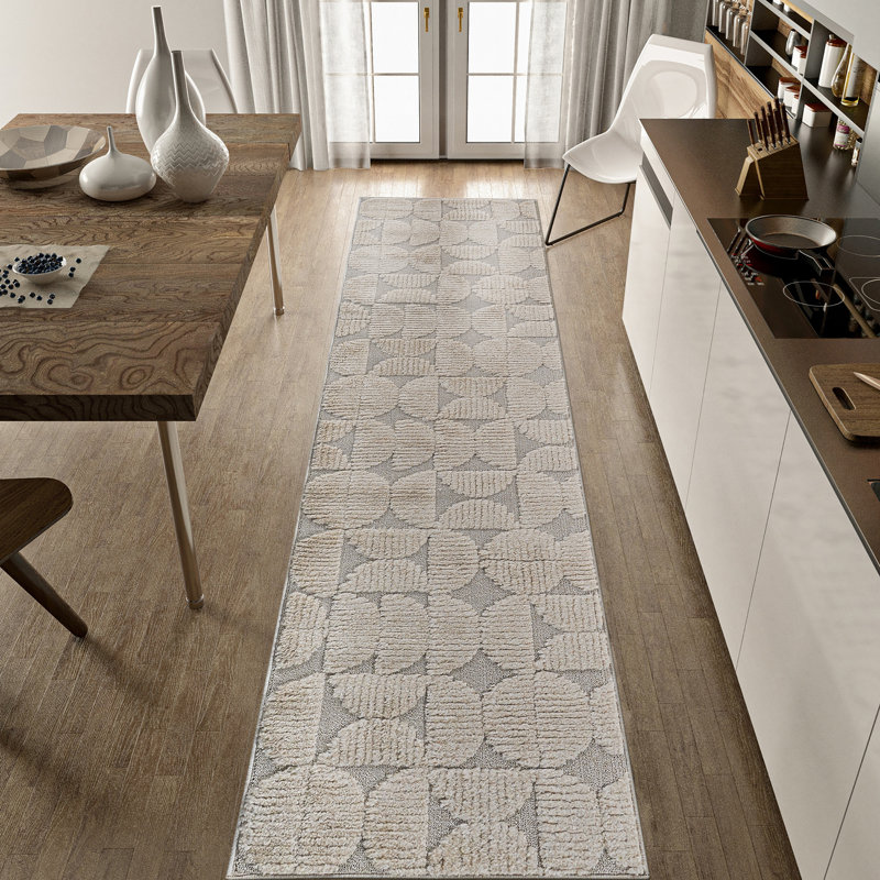Tapis contemporain d'intérieur, Tapis de couloir 2 pi 2 po x 8 pi