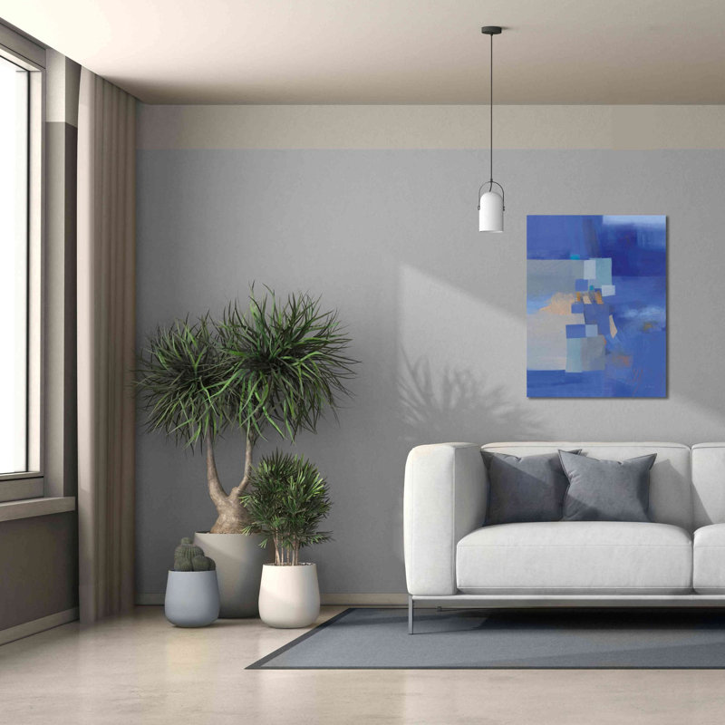 «Blue Dawn» par Jo Maye, art mural sur toile, H 34 po x l 26 po x P 1,5 po