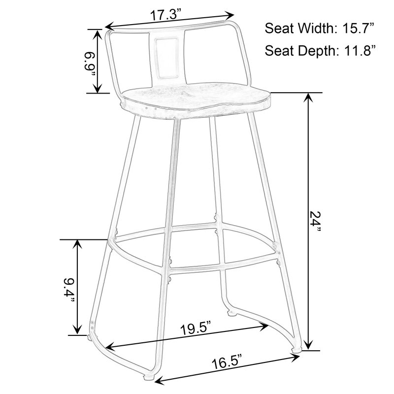 Stellan 24" Swivel Counter Stools with Metal Frame and Wood Seat