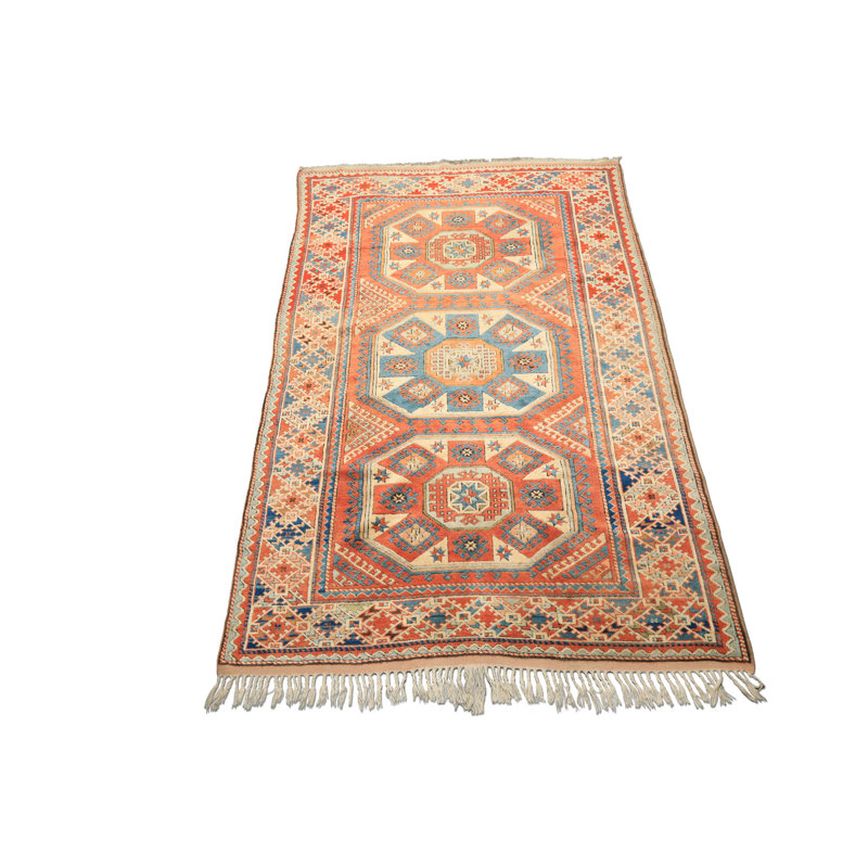 Tapis traditionnel Kazak en laine nouée à la main 6 pi 6 po x 9 pi 8 po Kazak