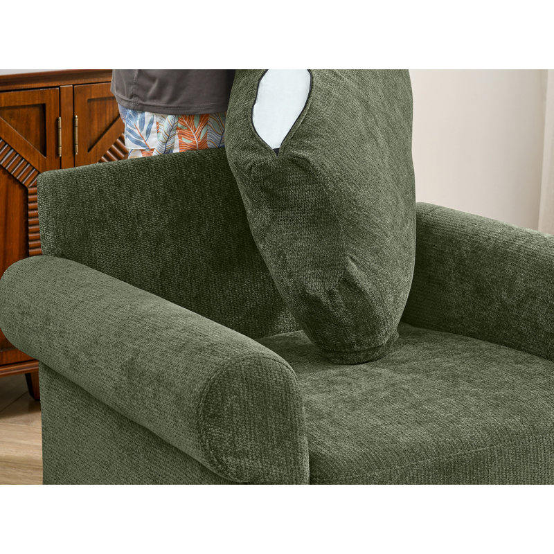 Chaise d'appoint rembourrée avec repose-pieds, Vert